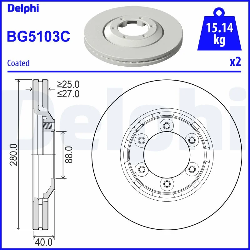 Brzdový kotouč DELPHI BG5103C – OE 8979488040