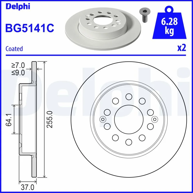 Brzdový kotouč DELPHI BG5141C – OE 10266049