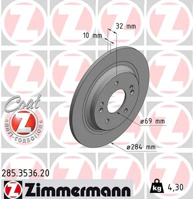 Brzdový kotouč ZIMMERMANN 285.3536.20 – OE 58411-J9500