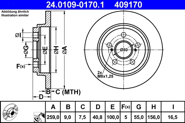 Brzdový kotouč ATE 24.0109-0170.1 – OE 42431-52150 Brzdový kotouč ATE 24.0109-0170.1 – OE 42431-52150