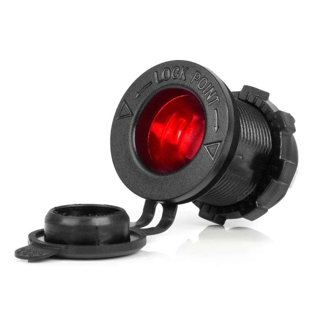 Vodotěsná zásuvka do zapalovače auta s ČERVENÝM LED podsvícením 12/24V AMiO-04219 Vodotěsná zásuvka do zapalovače auta s ČERVENÝM LED podsvícením 12/24V AMiO-04219