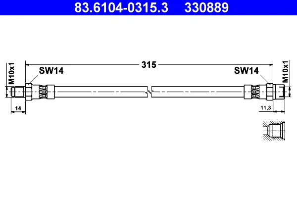 Brzdová hadice ATE 83.6104-0315.3 – OE 34326765398 Brzdová hadice ATE 83.6104-0315.3 – OE 34326765398