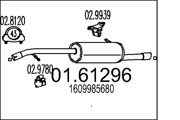 Zadni tlumic vyfuku MTS 01.61296 – OE 1609985680