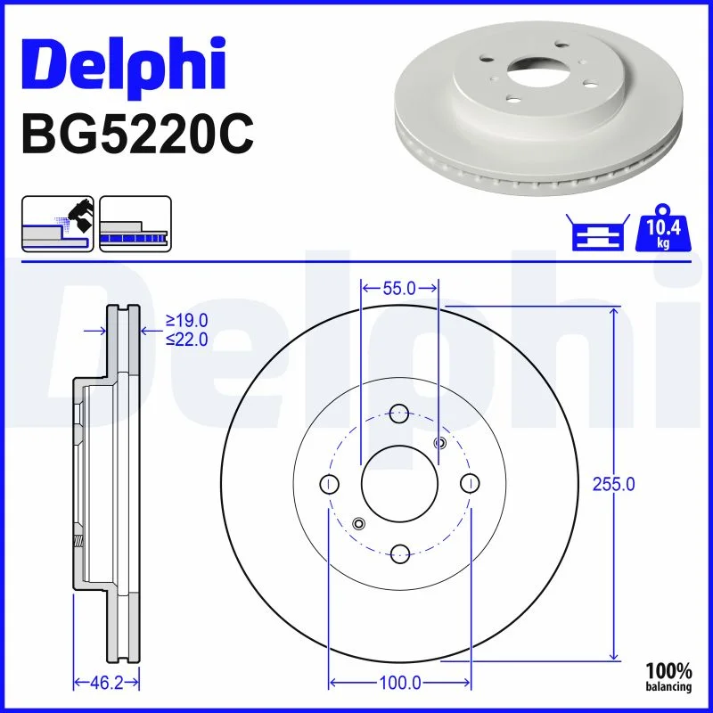 Brzdový kotouč DELPHI BG5220C – OE 43512K0010