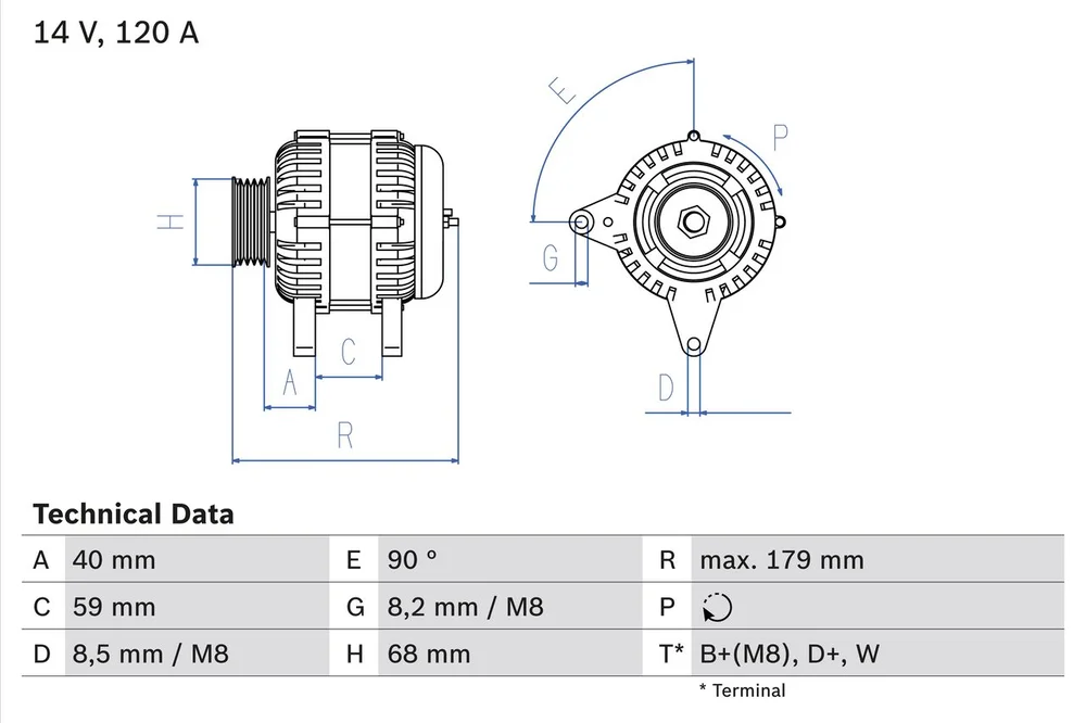 BO 0986040360 Alternátor BOSCH-výměnný díl