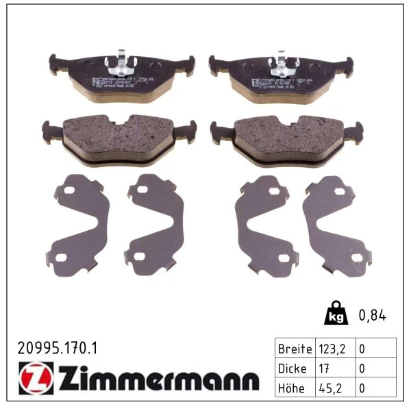 Sada brzdových destiček, kotoučová brzda ZIMMERMANN 20995.170.1