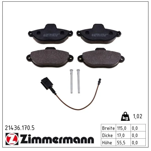 Sada brzdových destiček, kotoučová brzda ZIMMERMANN 21436.170.5