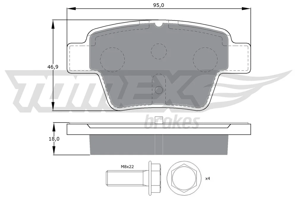 Sada brzdových destiček, kotoučová brzda Tomex Brakes TX14-65