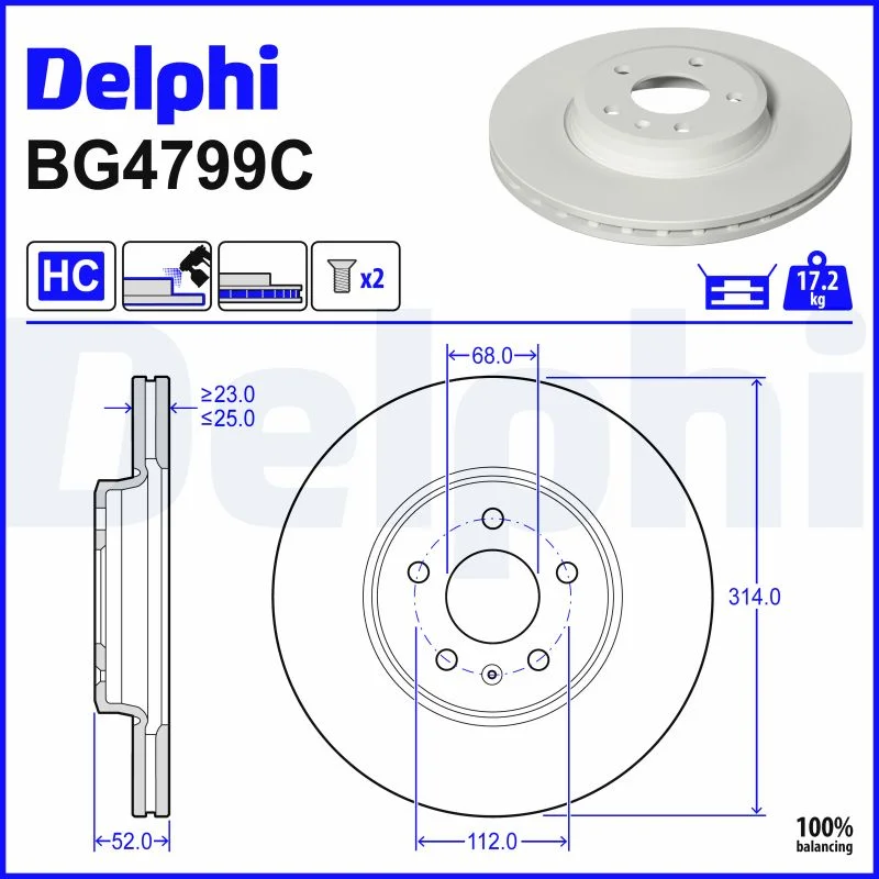 Brzdový kotouč DELPHI BG4799C