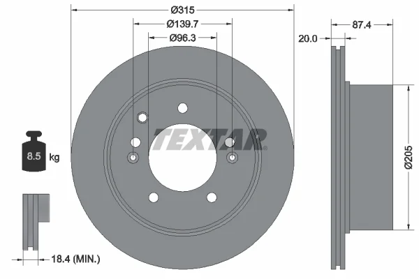 Brzdový kotouč TEXTAR 92147400 – OE 584113E300