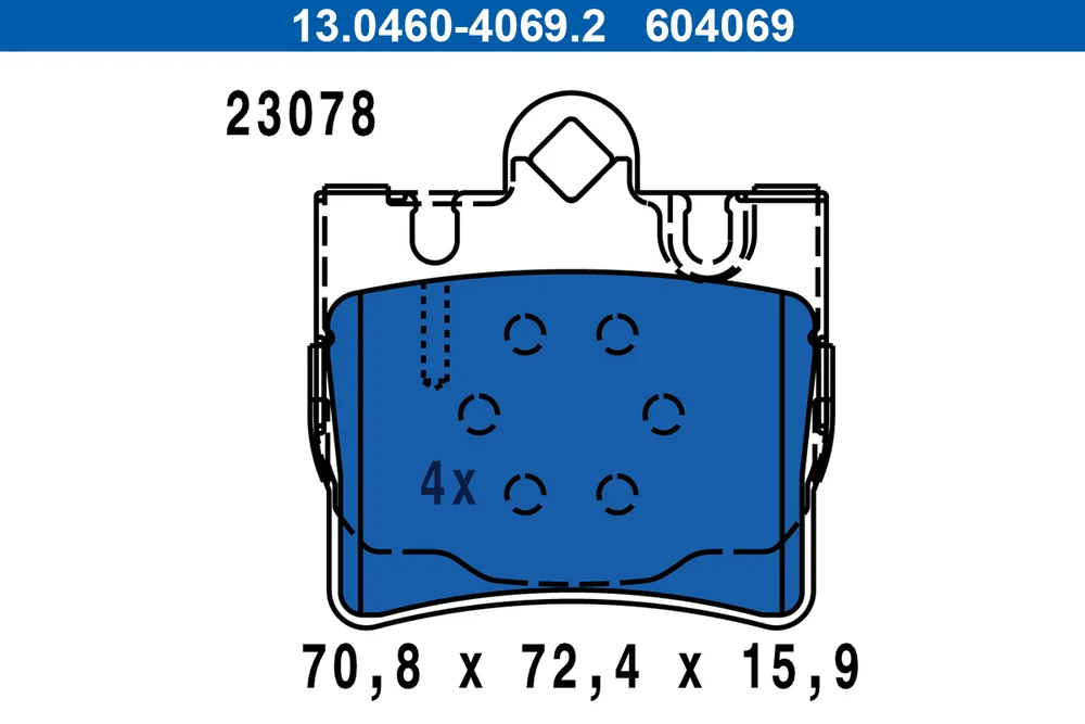 Sada brzdových destiček, kotoučová brzda ATE 13.0460-4069.2