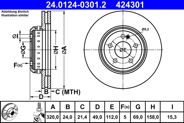 Brzdový kotouč ATE 24.0124-0301.2