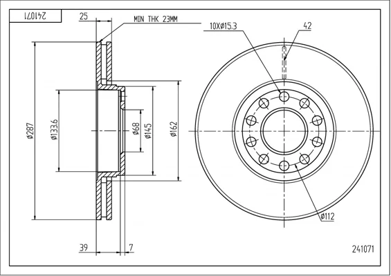 BRZ.KOTOUČ /P/ SUPERB 1.8T 02-08/LAK/KPL HART 241071