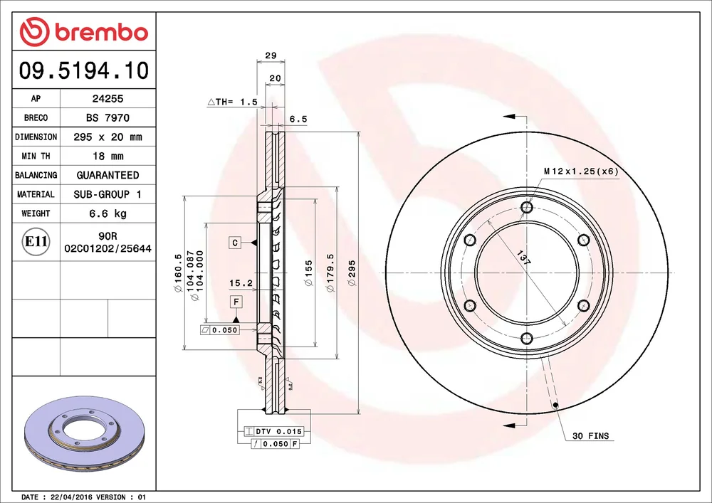 Brzdový kotouč BREMBO 09.5194.10