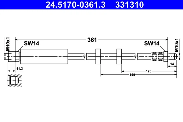 Brzdová hadice ATE 24.5170-0361.3 – OE 9191400