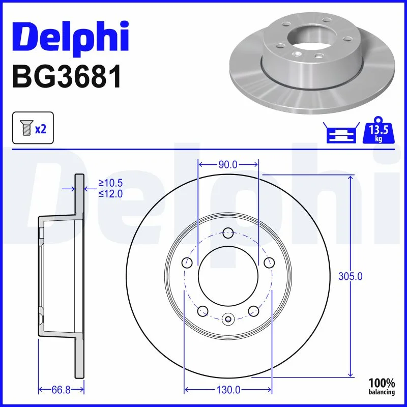 Brzdový kotouč DELPHI BG3681