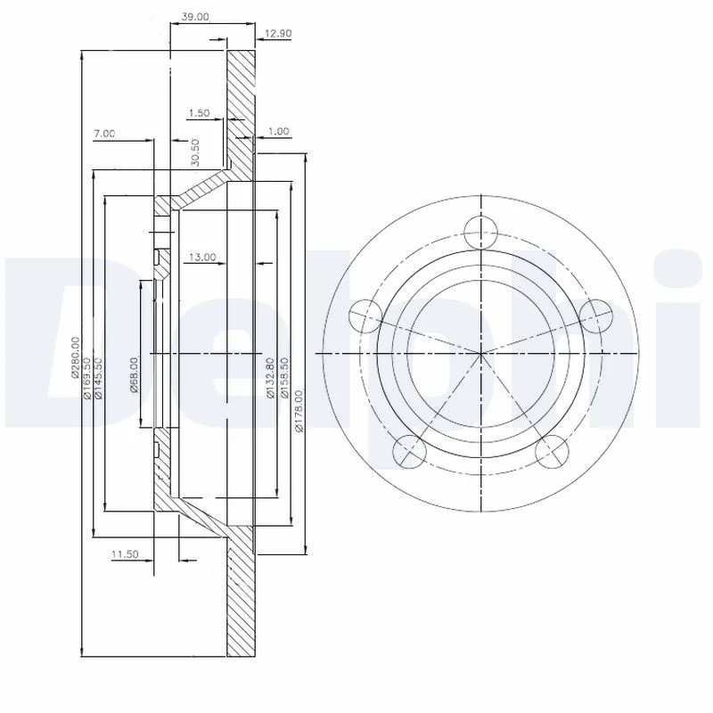 Brzdový kotouč DELPHI BG2987 – OE 8D0615301A