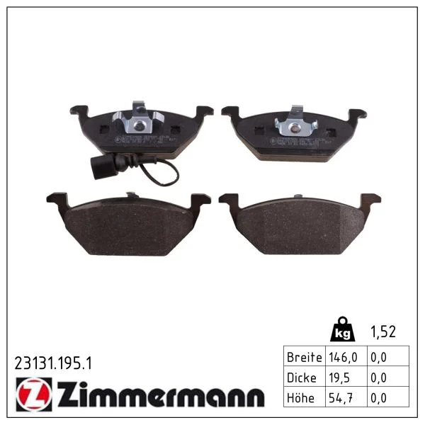 Sada brzdových destiček, kotoučová brzda ZIMMERMANN 23131.195.1