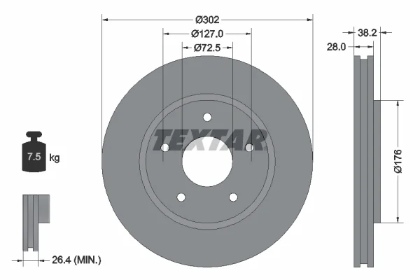 Brzdový kotouč TEXTAR 92181503