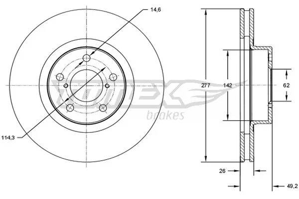 Brzdový kotouč Tomex Brakes TX72-83 – OE 4351202330