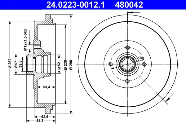 Brzdový buben ATE 24.0223-0012.1 – OE 357501615