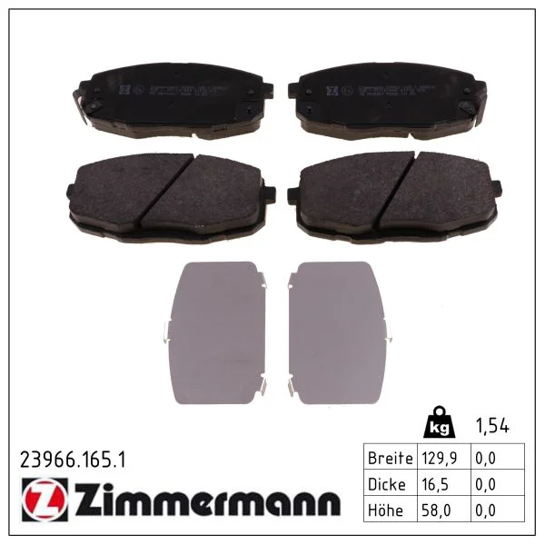 Sada brzdových destiček, kotoučová brzda ZIMMERMANN 23966.165.1
