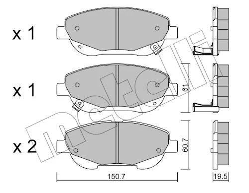 Sada brzdových destiček, kotoučová brzda METELLI 22-0879-0