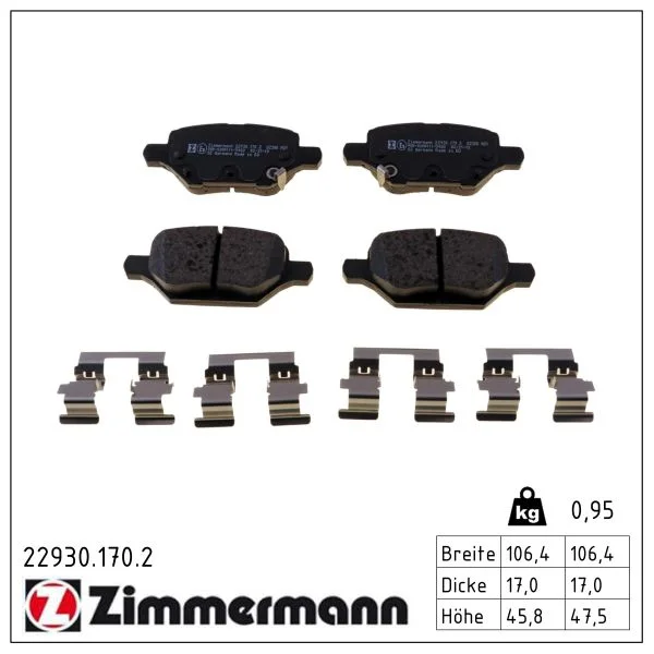 Sada brzdových destiček, kotoučová brzda ZIMMERMANN 22930.170.2