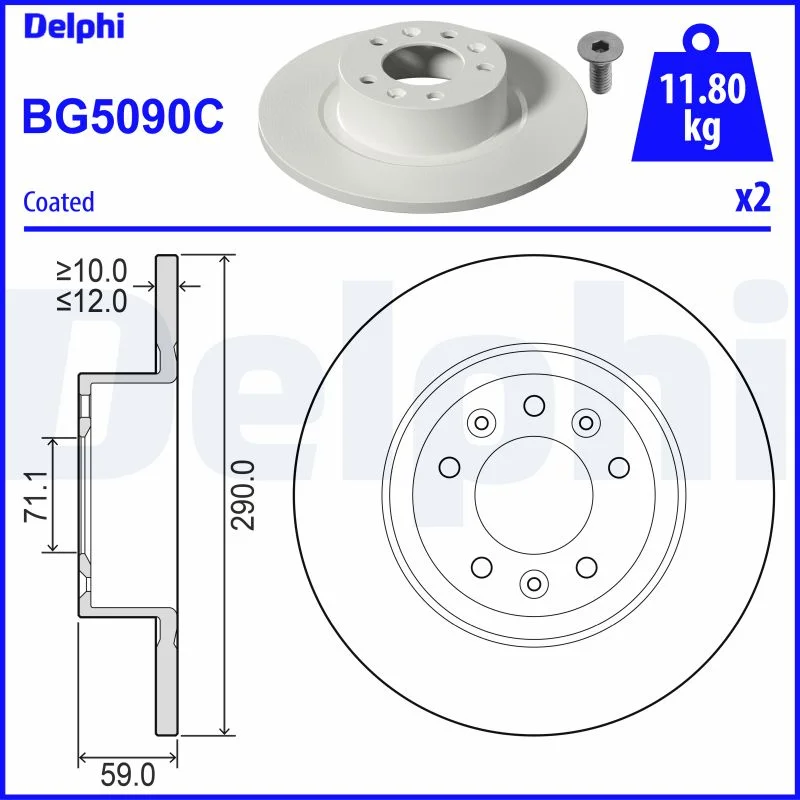 Brzdový kotouč DELPHI BG5090C – OE 9683993280