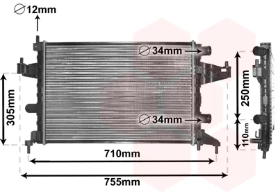 Chladič, chlazení motoru VAN WEZEL 37002303 Chladič, chlazení motoru VAN WEZEL 37002303
