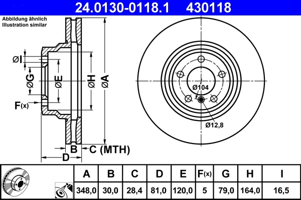 Brzdový kotouč ATE 24.0130-0118.1