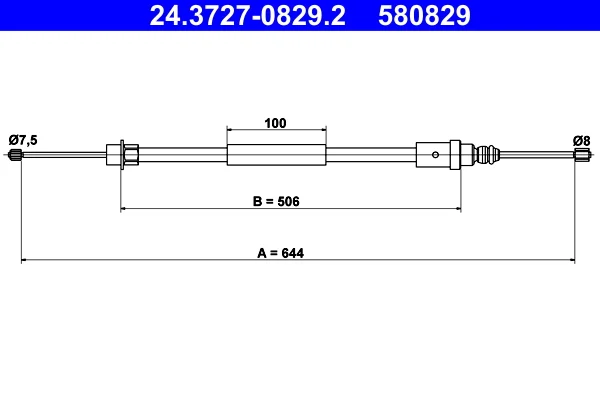 Tazne lanko, parkovaci brzda ATE 24.3727-0829.2 – OE 4745J7