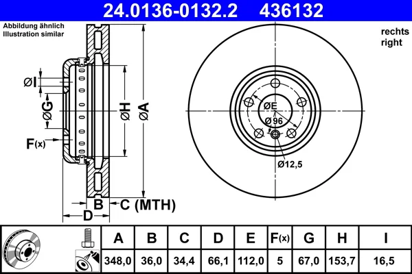 Brzdový kotouč ATE 24.0136-0132.2