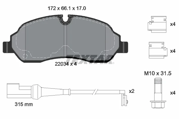 Sada brzdových destiček, kotoučová brzda TEXTAR 2203401