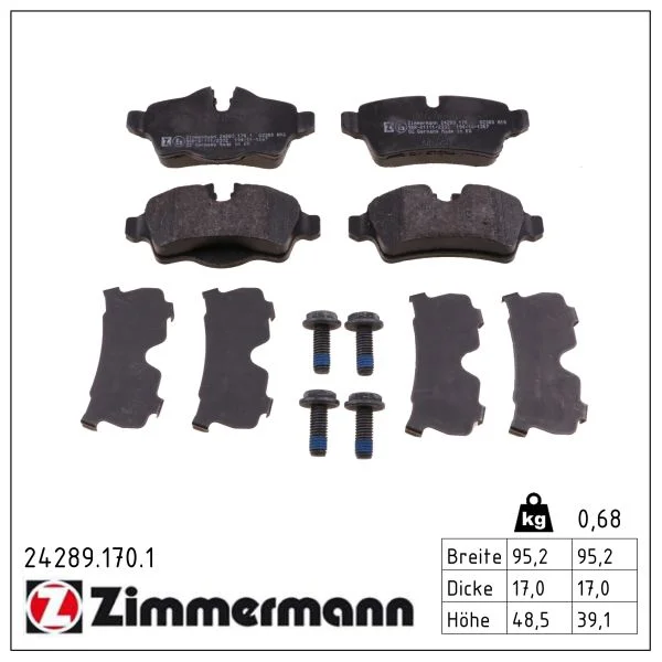 Sada brzdových destiček, kotoučová brzda ZIMMERMANN 24289.170.1