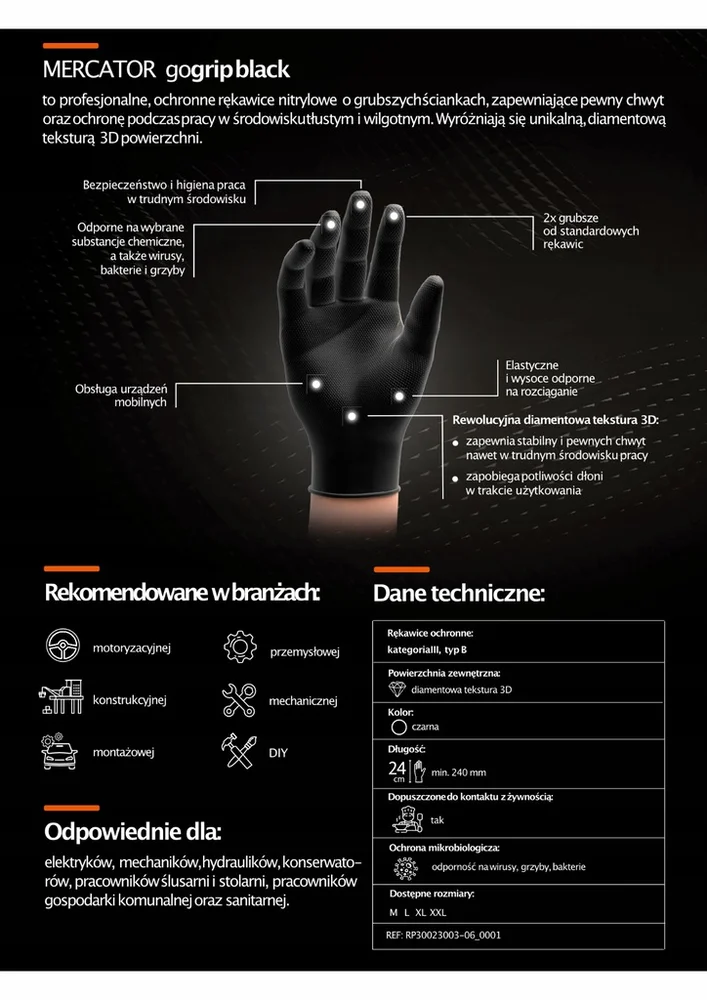 Nitrilové rukavice GoGrip černé vel. XXL, 50 ks MERCATOR MER20313 - Obrázek 4
