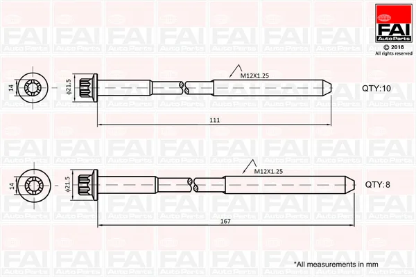 Sada sroubu pro hlavy valcu FAI AutoParts B2124