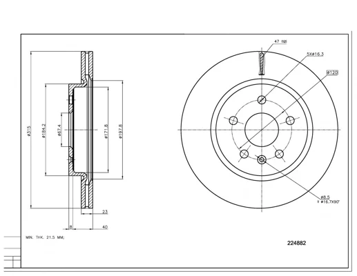 BRZ.KOTOUČ /Z/ INSIGNIA 1.6 08- HART 224882