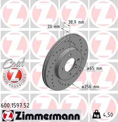 Brzdový kotouč ZIMMERMANN 600.1597.52