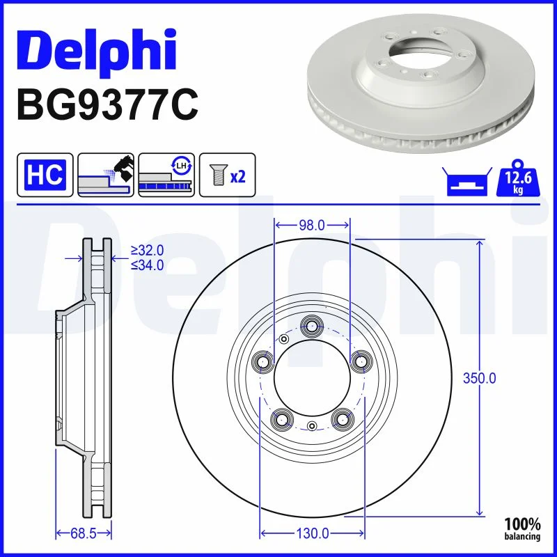 Brzdový kotouč DELPHI BG9377C