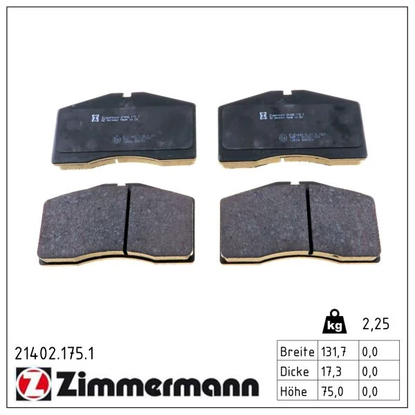 Sada brzdových destiček, kotoučová brzda ZIMMERMANN 21402.175.1