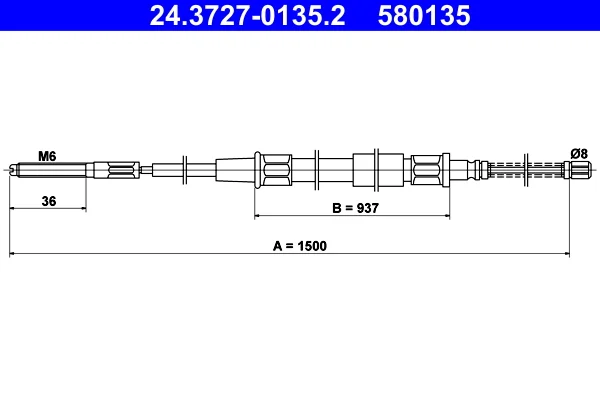 Tazne lanko, parkovaci brzda ATE 24.3727-0135.2 – OE 1H0609721
