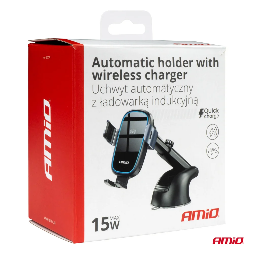 Automatický držák telefonu s bezdrátovým indukčním nabíjením 15W AMIO-03779 - Obrázek 4