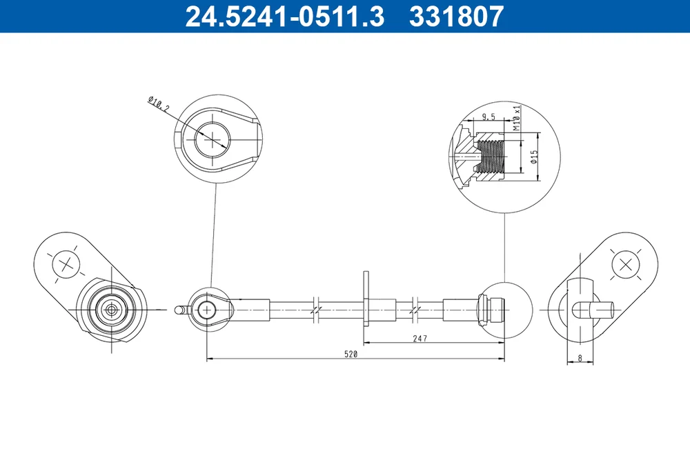 Brzdová hadice ATE 24.5241-0511.3 – OE 90947-W2068