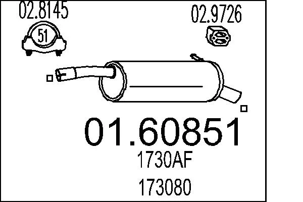Zadni tlumic vyfuku MTS 01.60851 – OE 173080 Zadni tlumic vyfuku MTS 01.60851 – OE 173080
