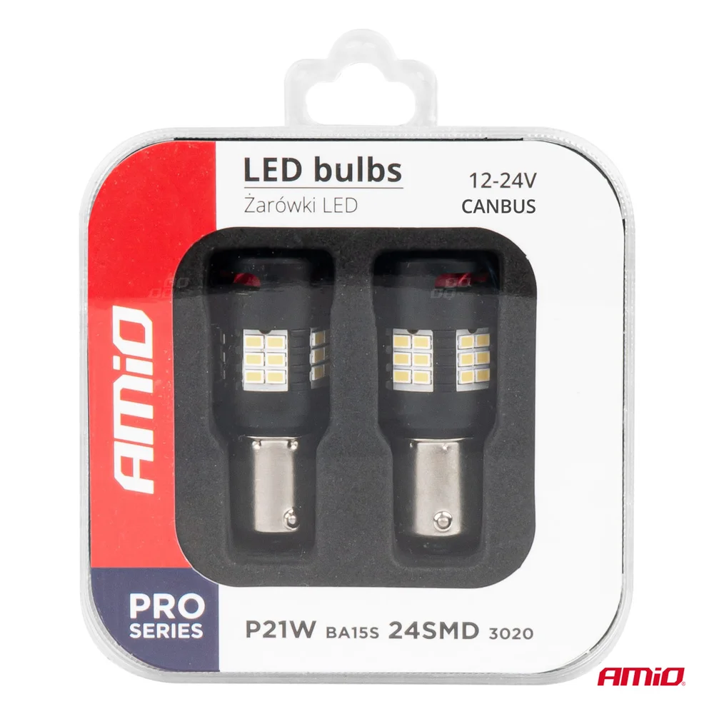 LED BUBLS CANBUS PRO series 1156 BA15S P21W R10W R5W 24x3020 SMD FAN White 12V/24V AMIO-03721 - Obrázek 5
