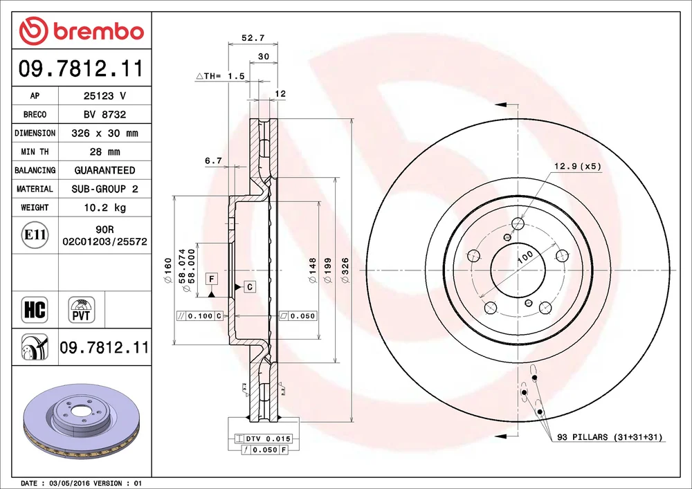 Brzdový kotouč BREMBO 09.7812.11