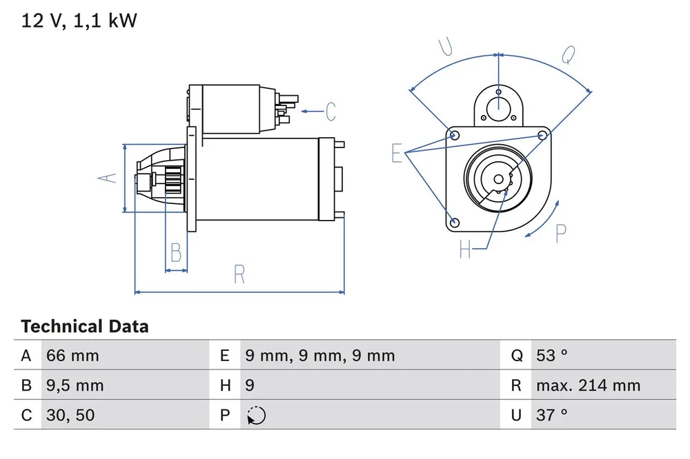 BO 0986017770 Startér BOSCH-výměnný díl