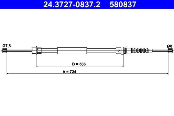 Tazne lanko, parkovaci brzda ATE 24.3727-0837.2 – OE 4745P8