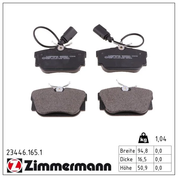 Sada brzdových destiček, kotoučová brzda ZIMMERMANN 23446.165.1